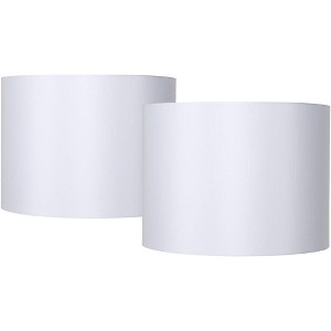 Set of 2 White Fabric Drum Lamp Shades with Spider Fitter