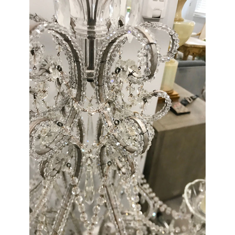 Shabby Chic Nursery Chandelier with Distressed Antique Finish.