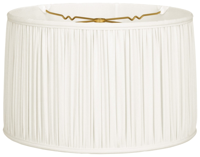 Shallow Drum Gather Pleat Lamp Shade in Off-White