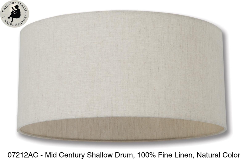Shallow Drum Lamp Shade Off White Linen Weave Hardback