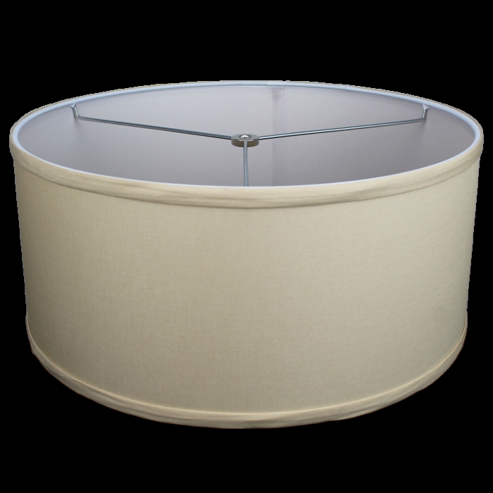 Shallow Drum Lampshade in Curry Yellow Linen Fabric