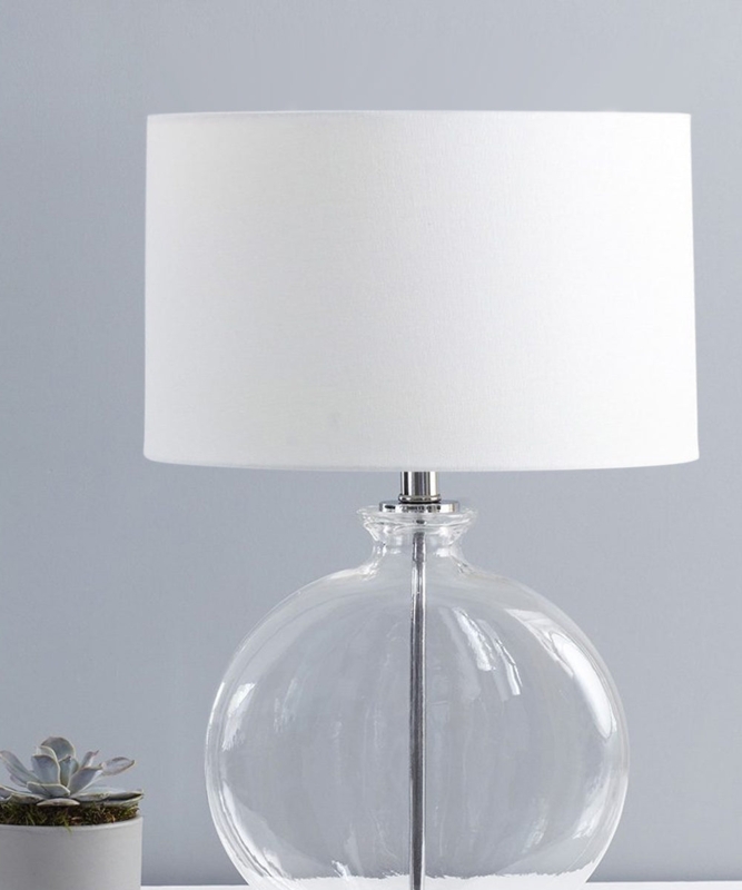 Shallow Profile White Linen Hardback Drum Lampshade