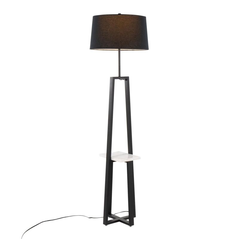 Shelf Floor Lamp, Contemporary Style with Marble Effect Tiers