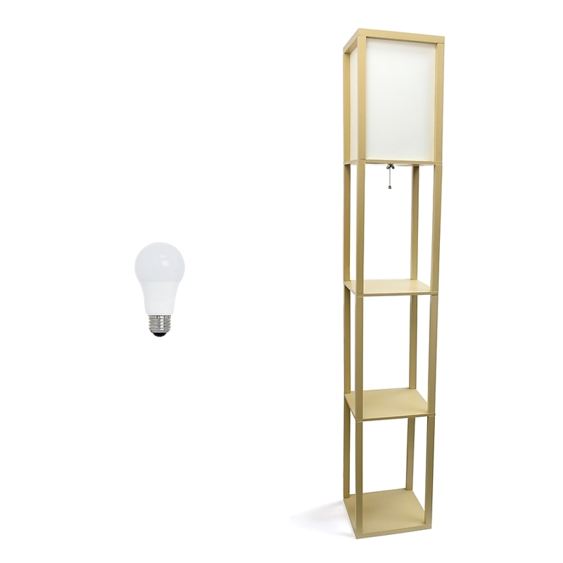 Shelf Floor Lamp Matte Black Frame Rectangular Shade