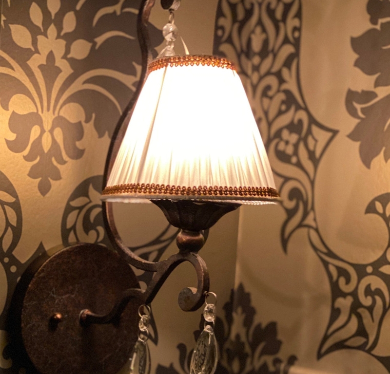 Shirred Empire Lamp Shade Silk Like Champagne French Style