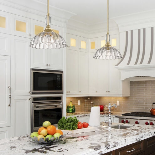 Single Light Pendant Brushed Champagne Bronze Clear Glass Transitional