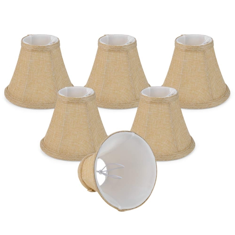 Six Lamp Shades Drum Clip On Linen Weave Texture Set