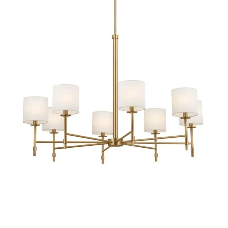 Slender Arm Geometric Chandelier, Matte Black Finish, Four-Light.