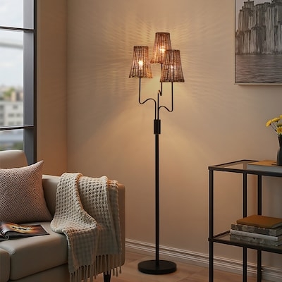 Slender Black Metal Floor Lamp for Cozy Reading Nook
