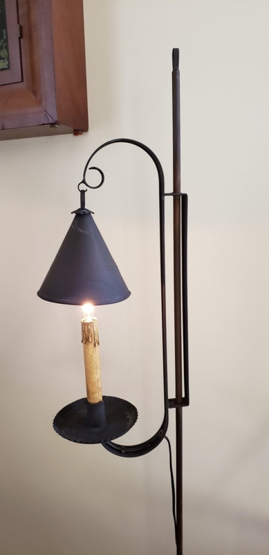 Slender Floor Lamp Antique Finish, Rustic Farmhouse Corner Lighting