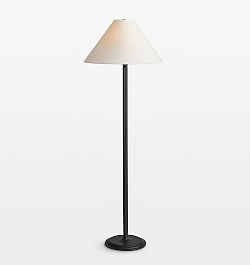 Slender Floor Lamp in Oil-Rubbed Bronze, White Drum Shade