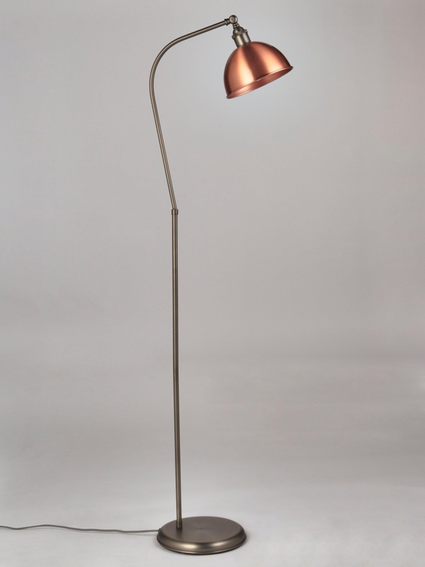 Slim Floor Lamp Brushed Copper Conical Shade Minimalist Task