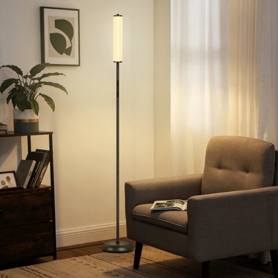 Slim Profile Floor Lamp: Linear LED Vertical Design, Matte Black Finish.