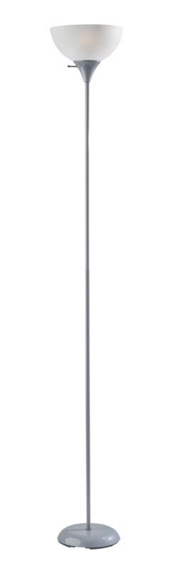 Slim Profile Torchiere Floor Lamp Silver White Bowl Shade