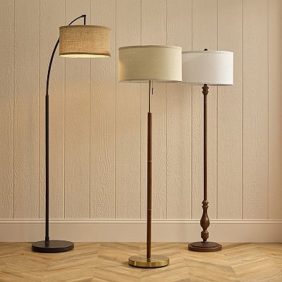 Slim Stick Floor Lamp Design Walnut and Brass Mid-Century