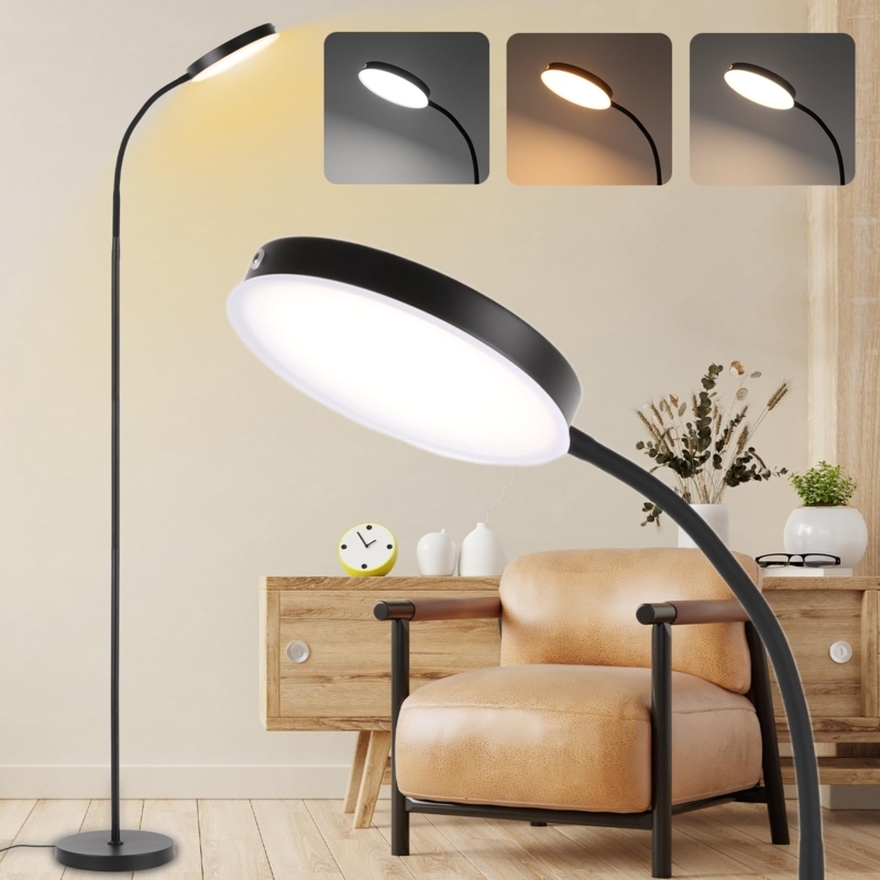 Slim Task Floor Lamp: Matte Black Flexible Gooseneck for Reading Nooks