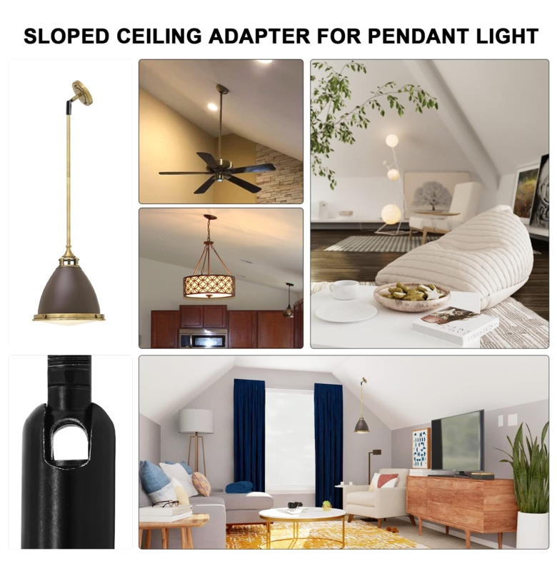 Sloped Ceiling Adapter: Matte Black Finish with Swivel Joint