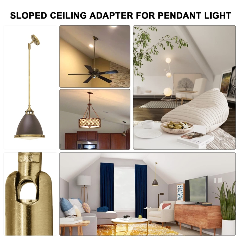Sloped Ceiling Adapter Polished Brass Swivel Joint Hardware