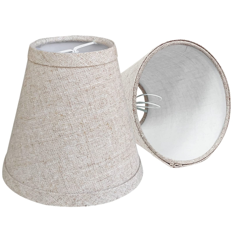 Small Barrel Lampshade Pair Clip On Gold Lining Brown Fabric