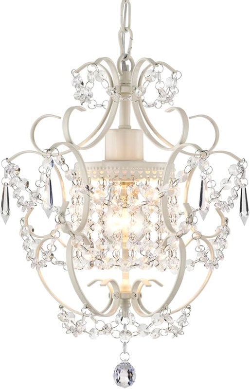 Small Crystal Chandelier White Frame Mini Scale for Nursery Idea
