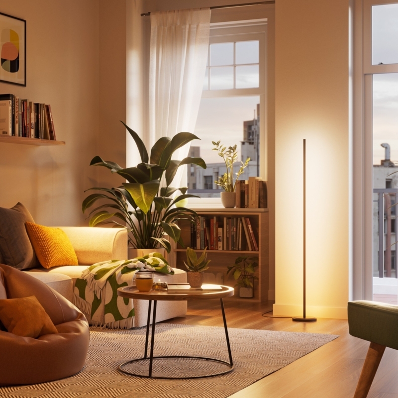 Smart Floor Lamp Ultra Slim Profile Vibrant Light Gradient Accent