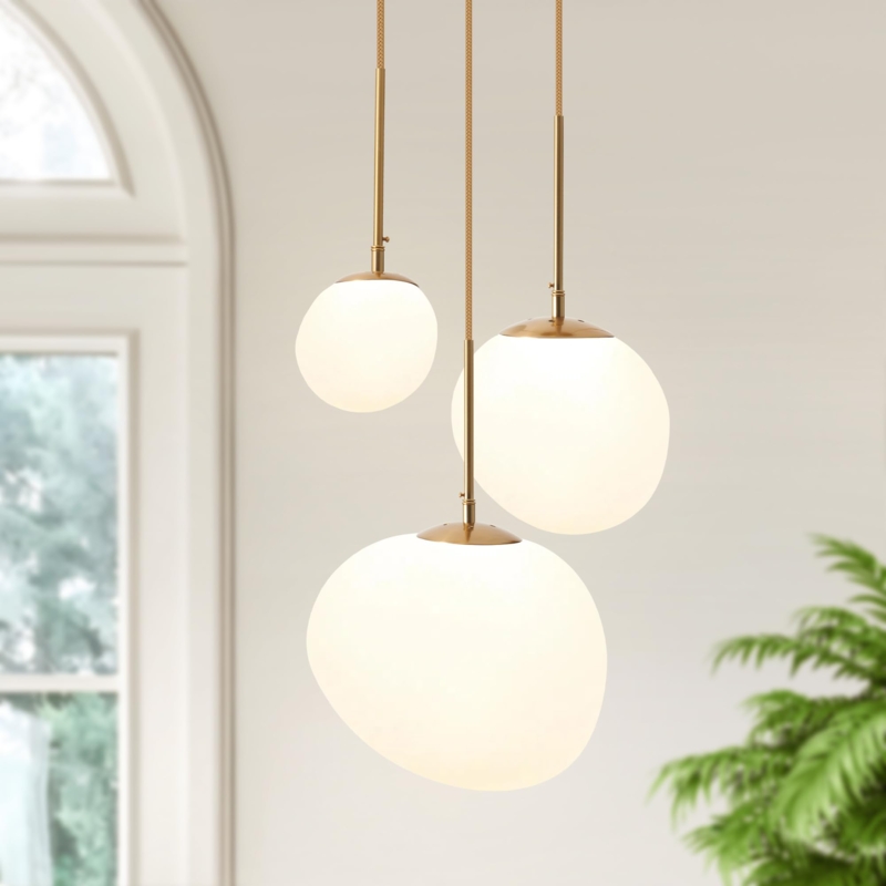 Smoky Globe Pendant Cluster with Matte Black Finish and Staggered Heights