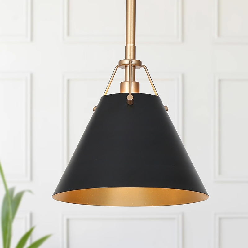 Solid Gold Interior Cone Pendant Light with Two-Tone Contrast