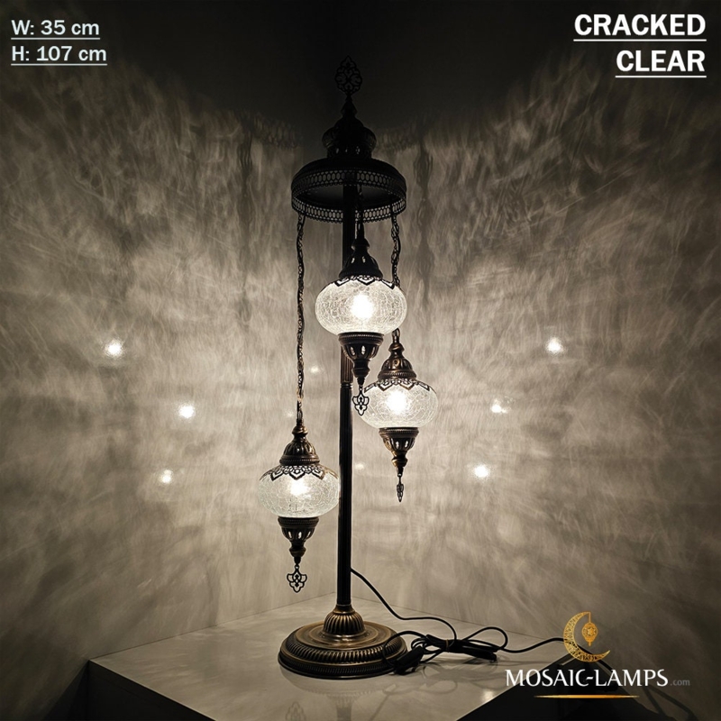 Spiral Floor Lamp Crackle Glass Globes Antique Bronze