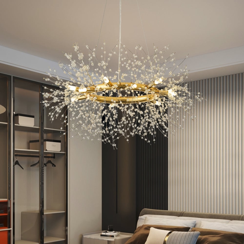 Sputnik Chandelier, Crystal Firework Tips, Starburst, Glam Light Fixture