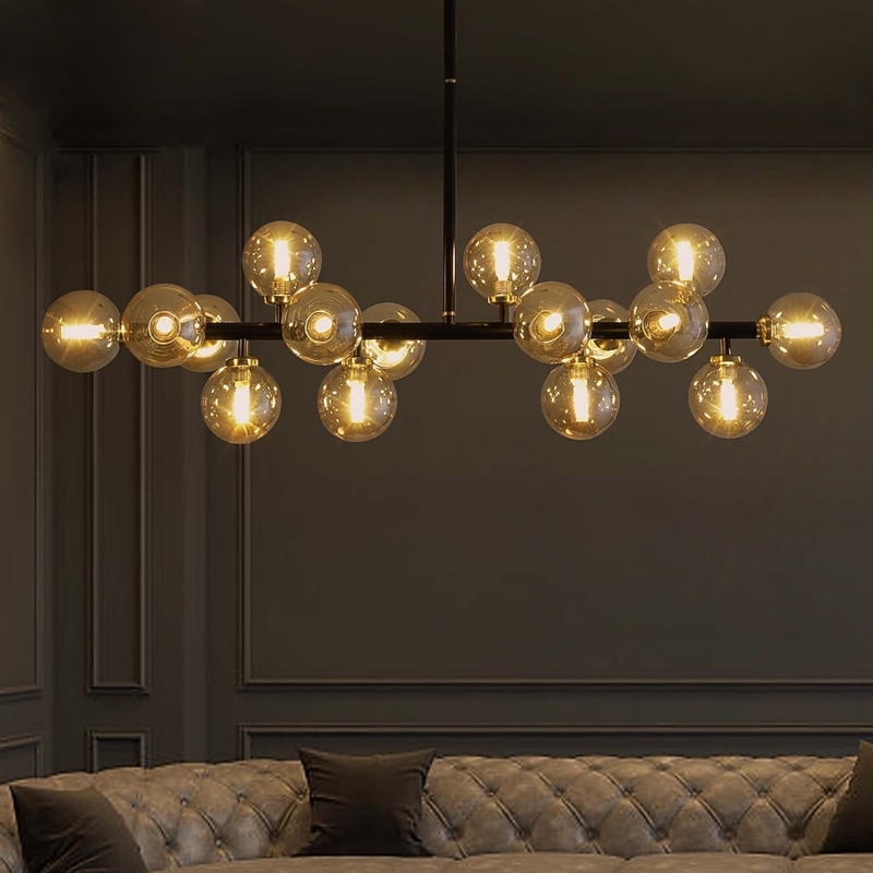 Sputnik Chandelier Matte Black and Glass Lighting Decor Beaded Globes (74 characters)