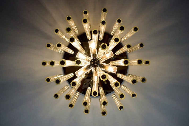 Sputnik Chandelier Matte Black Exposed Filaments Globe Bulbs Modern