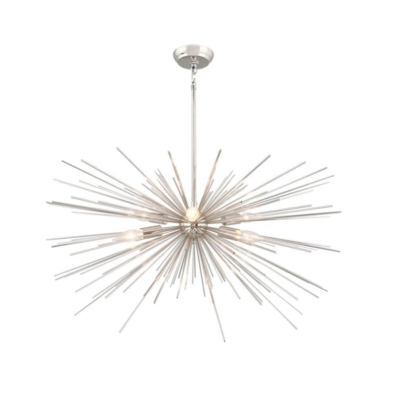 Sputnik Chandelier Polished Nickel 6-Light Mid Century Starburst