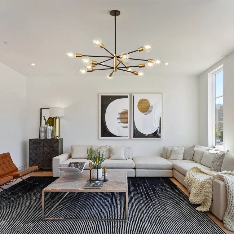 Sputnik Chandelier Starburst Silhouette 12 Light Two Tone Finish