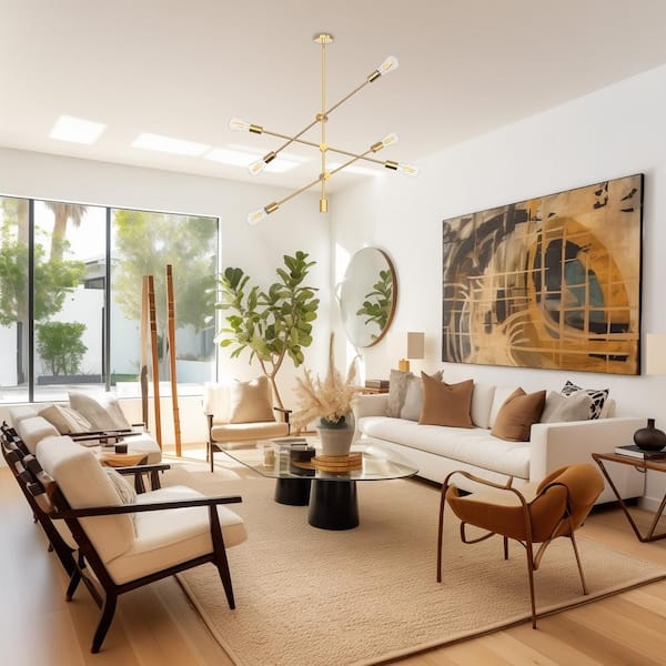Sputnik Chandelier with Adjustable Branching Arms in Radiant Finish