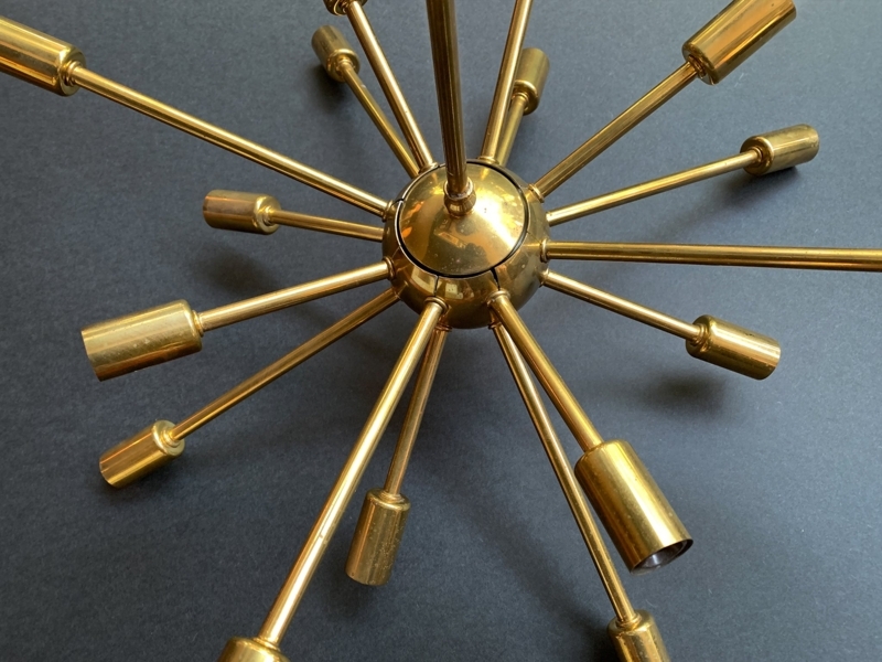 Starburst Chandelier, Polished Finish, Multi-Light Array, Retro Fixture