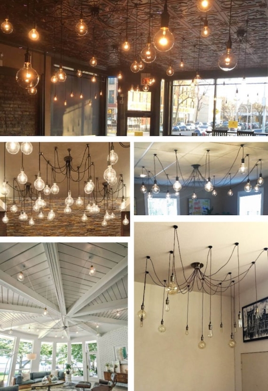 Swag Chandelier Multicolored Cords 14 Light Design Industrial Eclectic