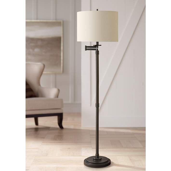 Swing Arm Floor Lamp | Espresso Bronze Finish, Adjustable Reading Light