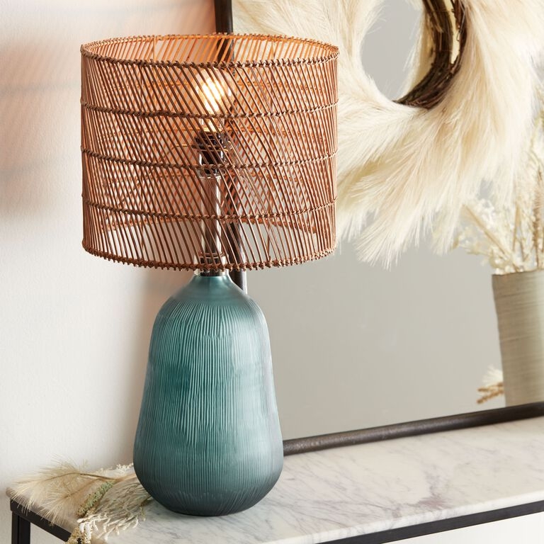 Table Lamp Base Dimpled Glass Bohemian Transitional.