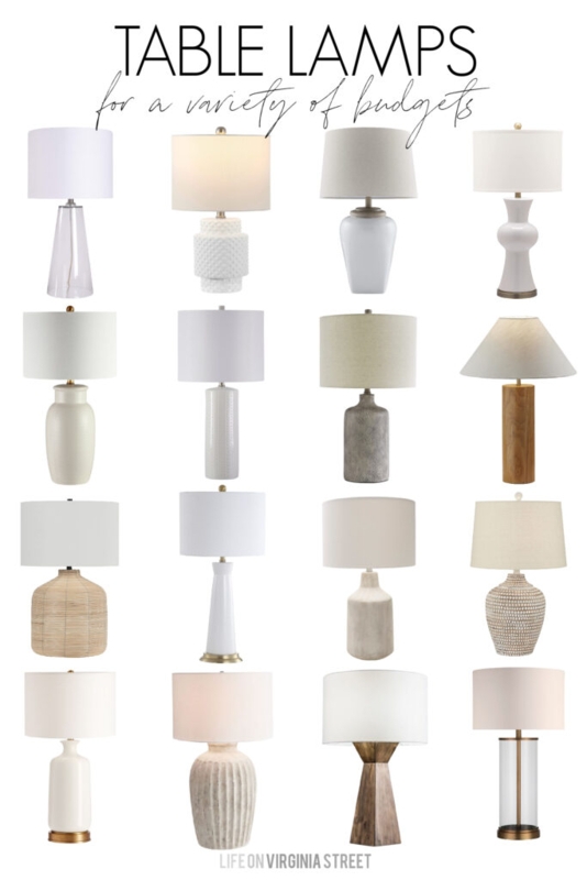 Table Lamp, Black Vertically Ribbed Base with White Tapered Drum Shade