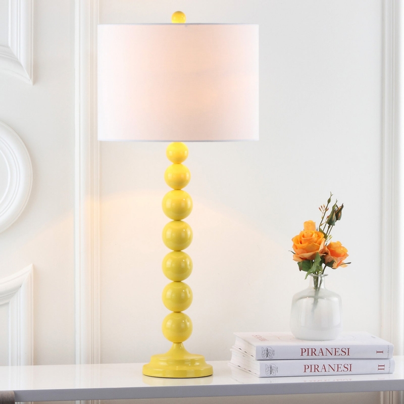 Table Lamp, Ceramic Stacked Ball Base, Glossy Finish. Transitional Decor.