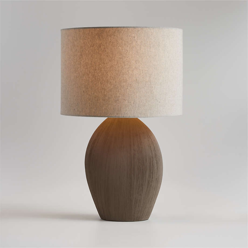 Table Lamp Crackle Glaze Ceramic Base Rounded Silhouette Brass Finial