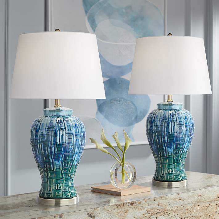 Table Lamp Crackle Glaze Traditional Chinoiserie.