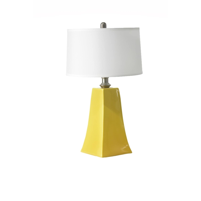 Table Lamp Curry Yellow Graphic Ceramic Geometric Mid-Century Decor