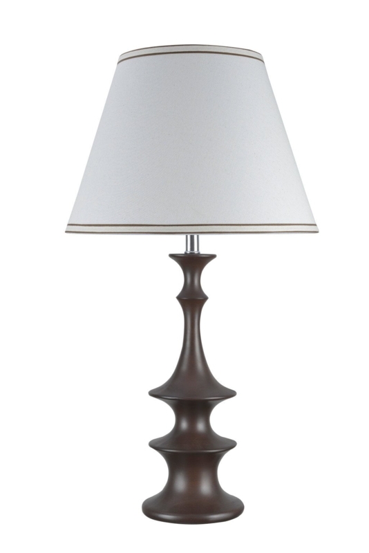Table Lamp Dark Brown Turned Base Empire Shade Transitional Style