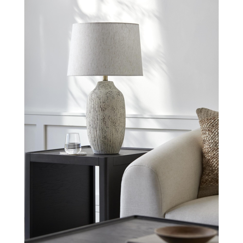 Table Lamp Distressed Baluster Base Weathered Cream Finish for Console
