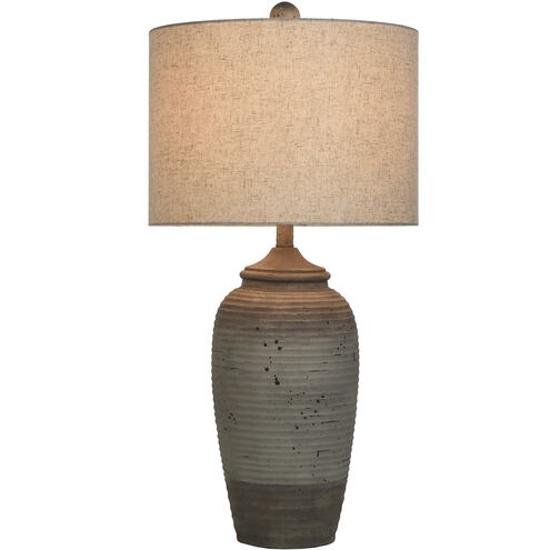 Table Lamp Distressed Blue Grey Rectangular Base Oversized Coastal Style