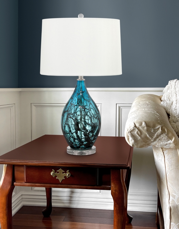 Table Lamp Fused Glass Base, Contemporary Art Glass.