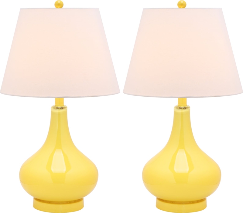 Table Lamp, Glass Gourd Base, Brass Accents. Contemporary Decor.