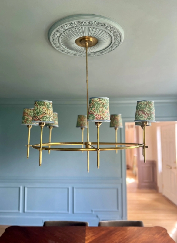 Table Lamp Gold Metallic Base Marbled Empire Shade Eclectic Decor