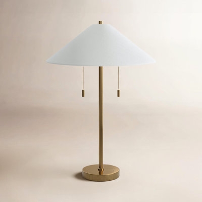 Table Lamp Hammered Metal Tripod Base Charcoal Linen Shade Industrial